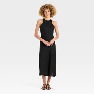 Women’s Racerback Linen Midi A-line Dress Future Collective Black